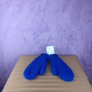 Royal blue Cobalt Wool Mittens 100%Wool fleece Lined chunky knit Made in Nepal